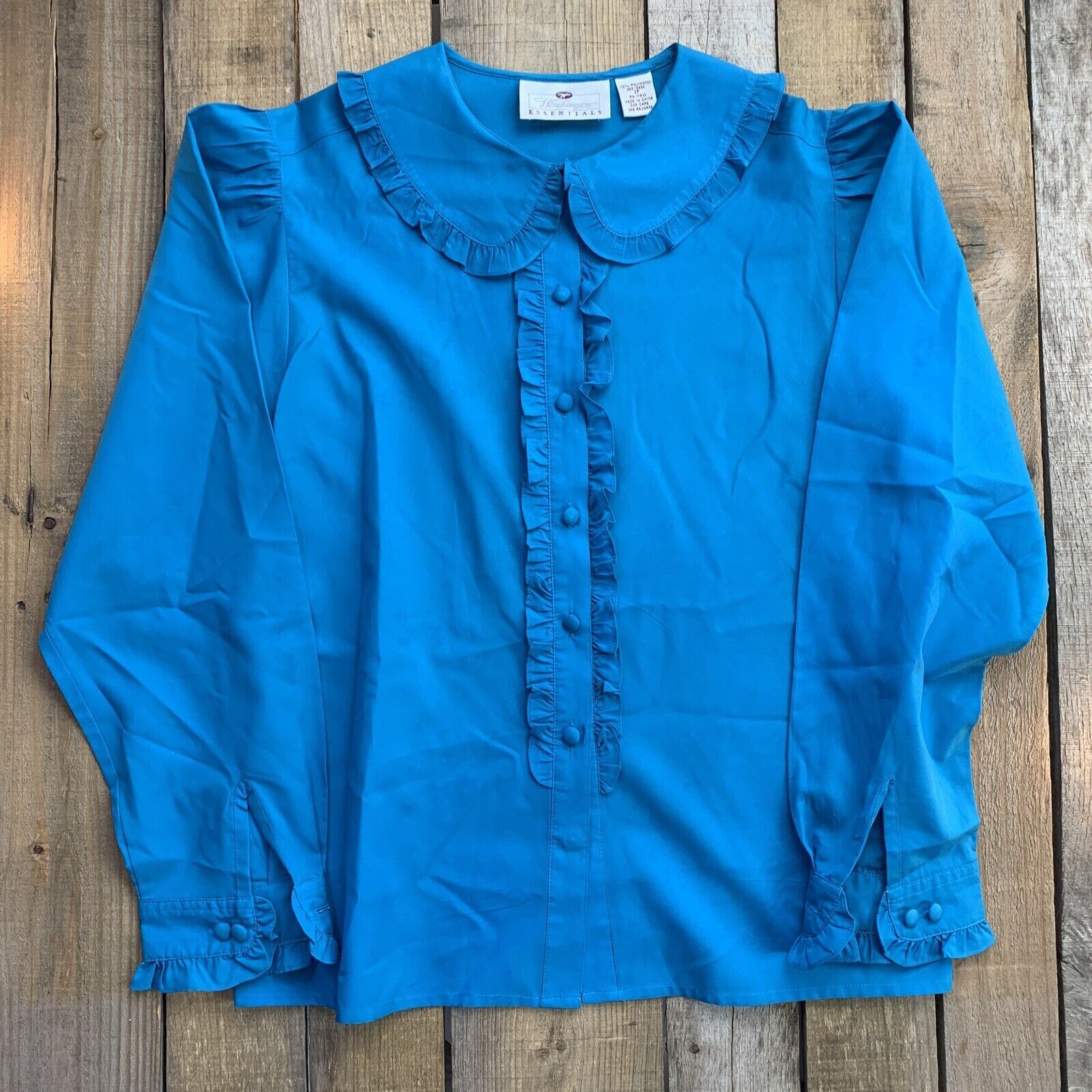 Worthington Essentials Vintage Blouse Blue Button Up Womens Shirt Size 2P