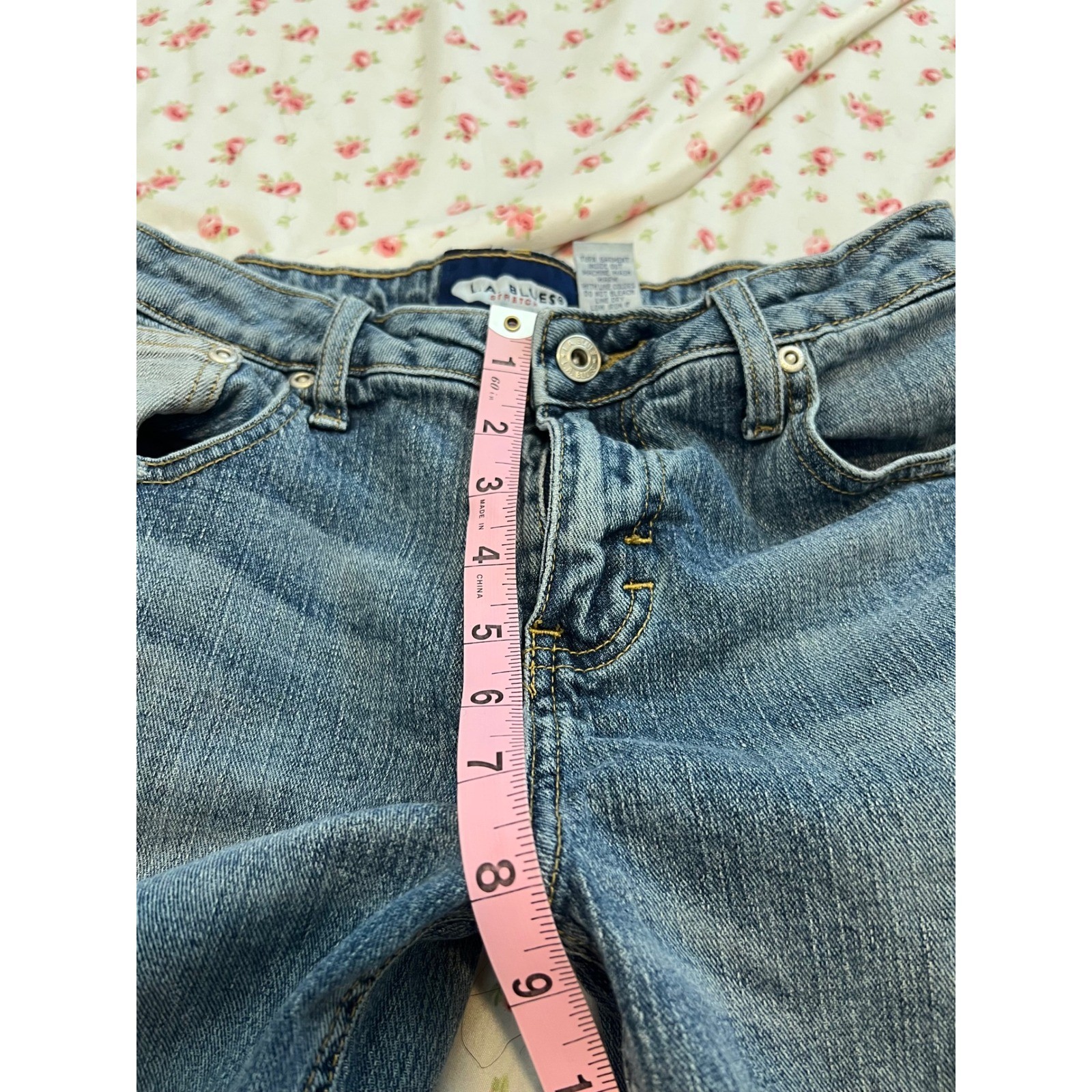 vintage low rise heart patchwork bootcut flare jeans