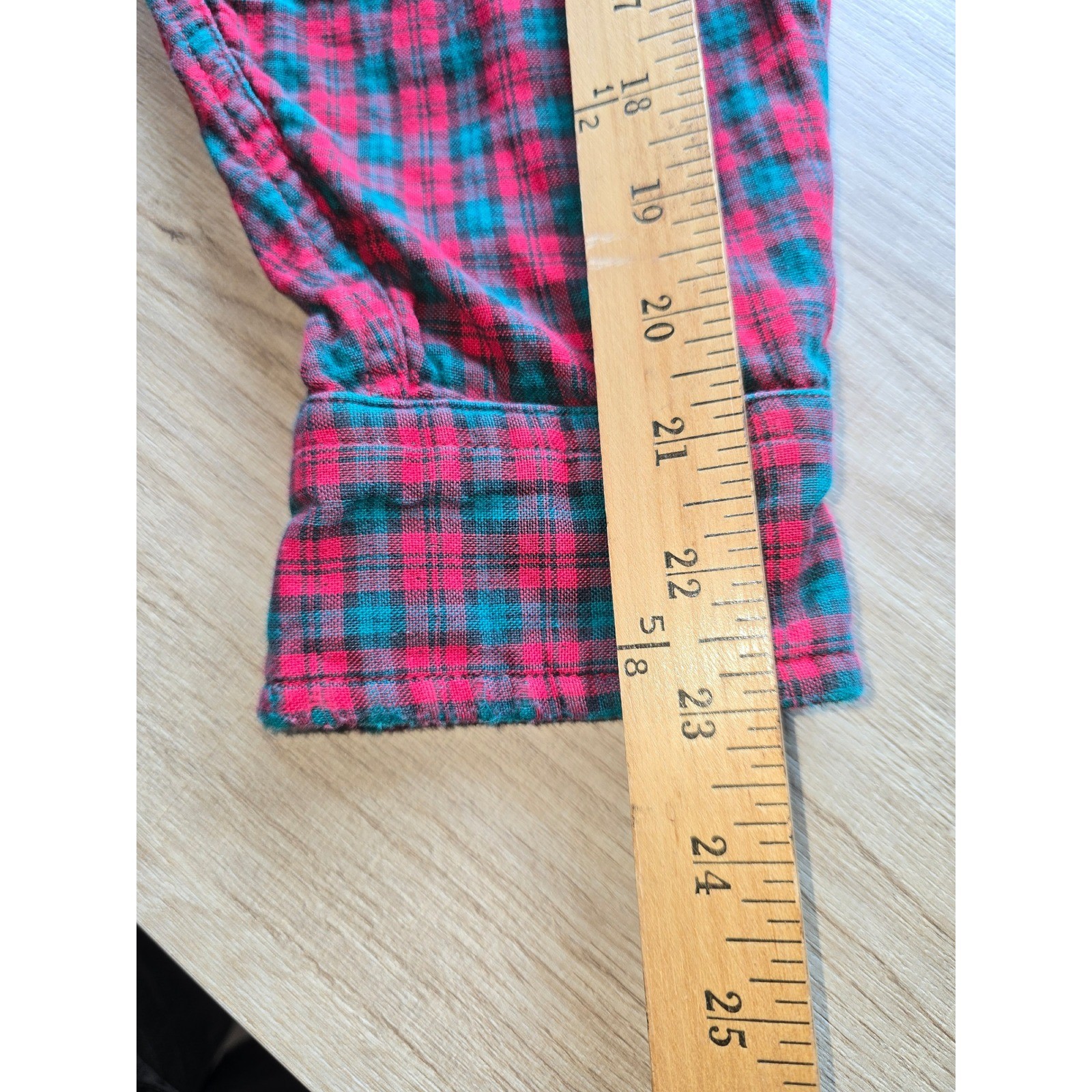 L.L.Bean Women Flannel Shirt Large Red Green Plaid USA Made Vintage outdoorsy