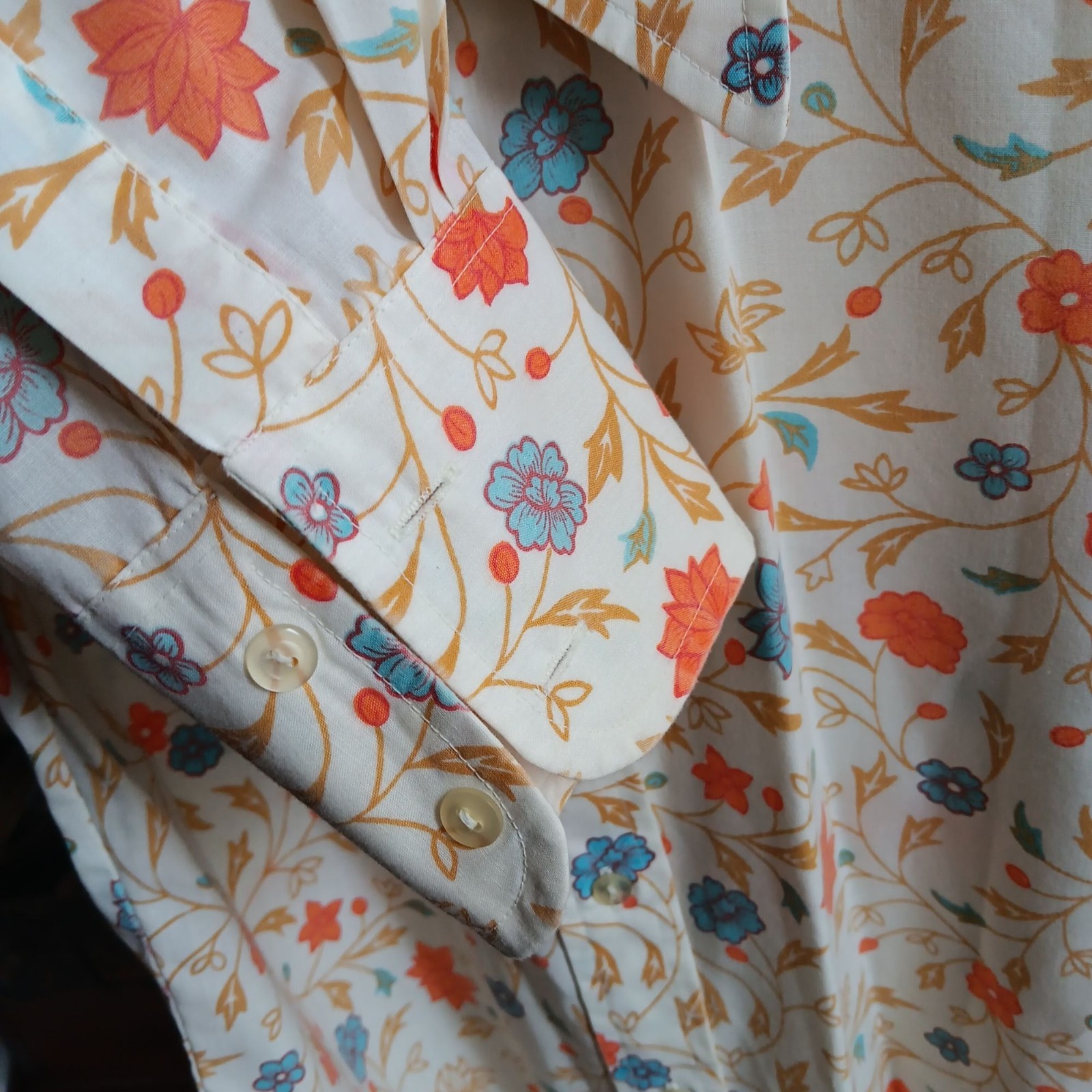 True Vintage Hippy Boho Top Medium 9/10 San Francisco Shirt Works Floral Blouse