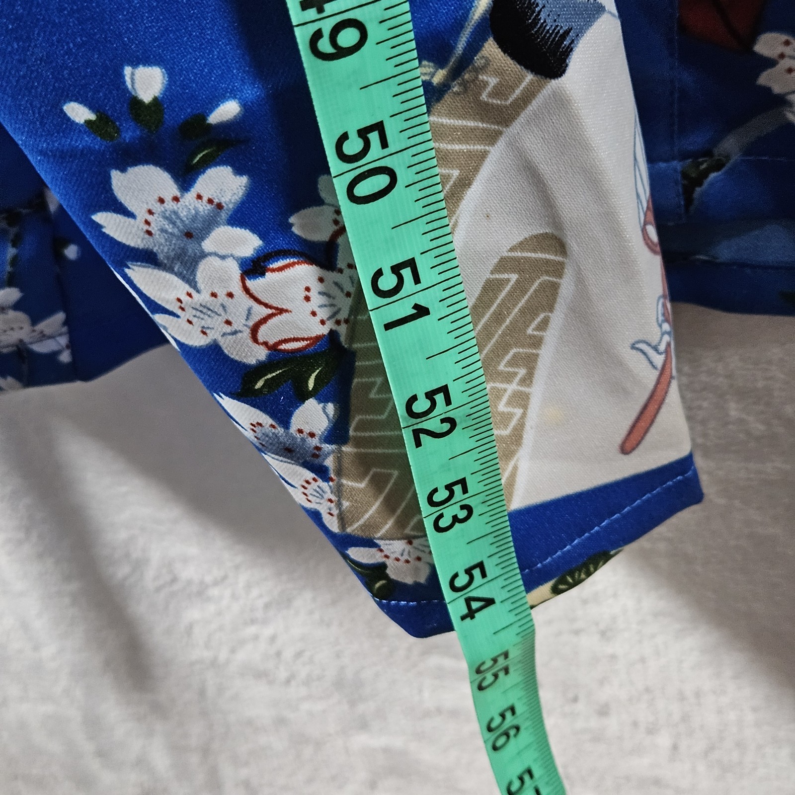 Vintage Kimono Robe Womens M Satin Royal Blue Japanese Style Geisha Artsy