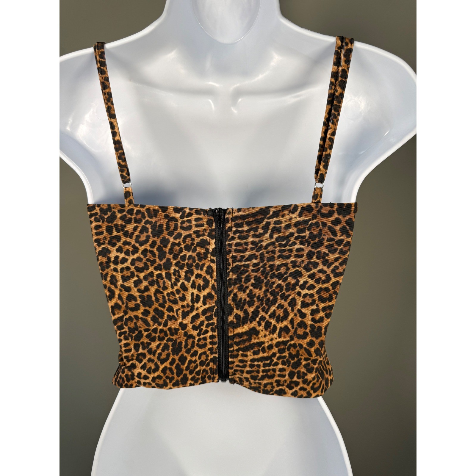 Edikted Leopard Print Lace Trim Cami XS Y2K Indie Sleaze Corset Tank