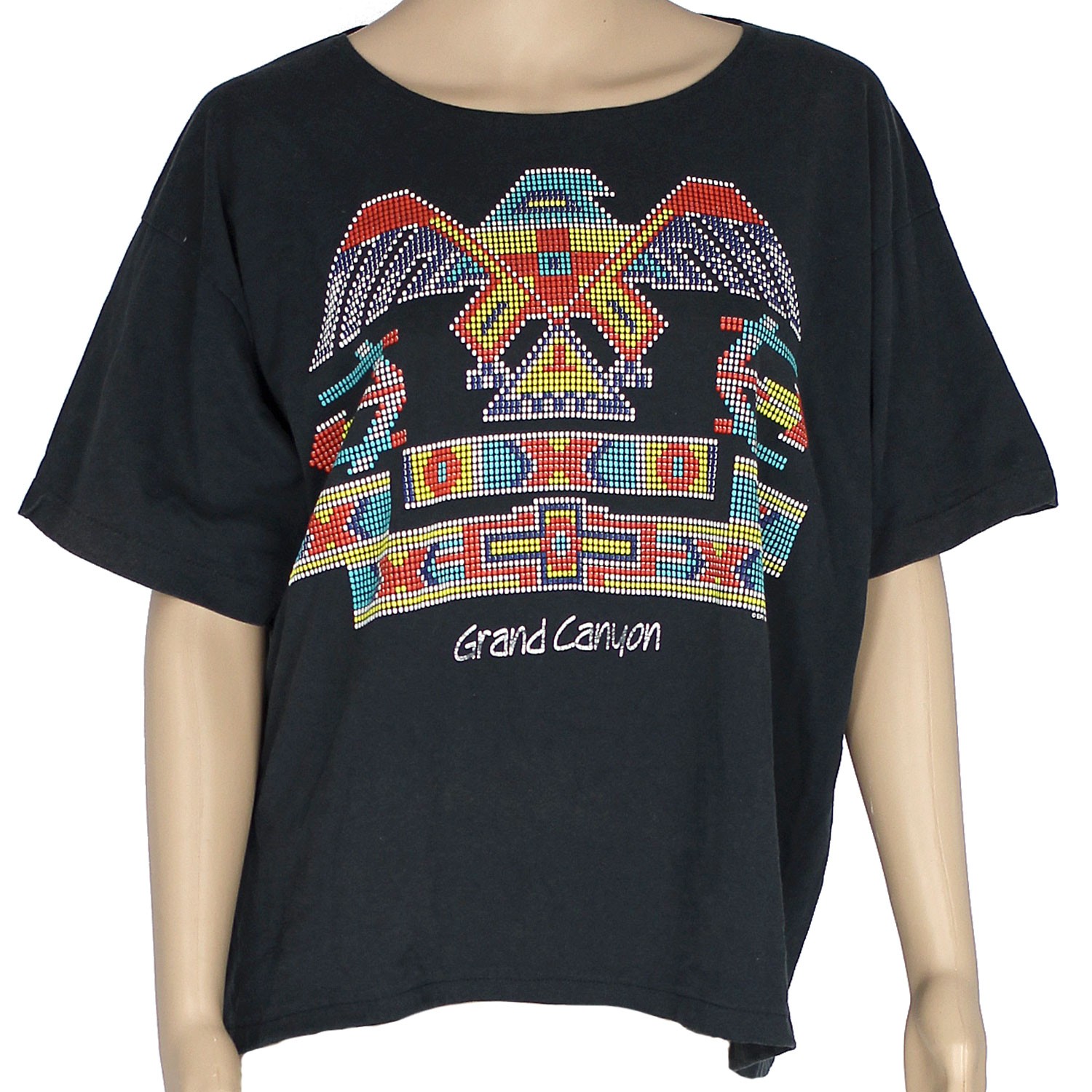 1990s Vintage Puff Paint Graphic T Shirt Eagle Native American Grand Canyon XL