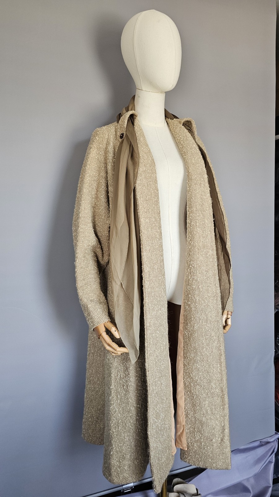 Vintage Higgins Hudson’s Woodward Shops Boucle Coat Womens Beige Swing Coat…