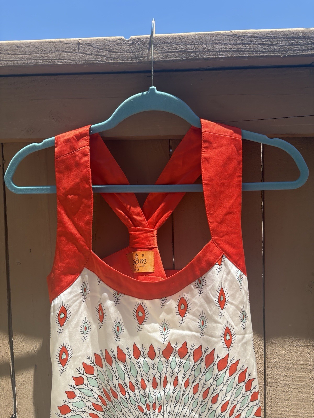 VTG Y2K Voom by Joy Han Peacock Print Sleeveless Blouse Racerback Women’s Small