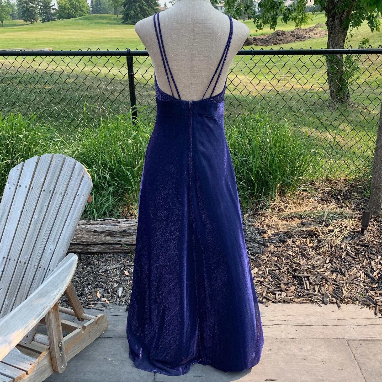 Vtg Morgan & Co Linda Bernell Maxi Dress Formal Gown 11 Purple Iridescent Fairy