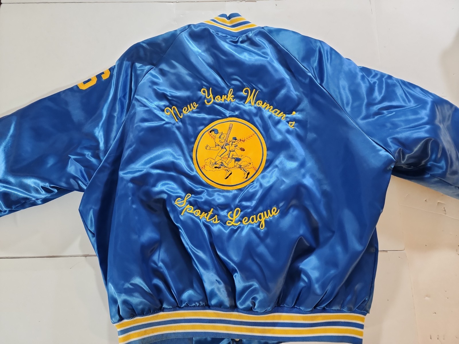 Vtg WestArk NY Womens Sports League Pegasus Champs 95 Satin Varsity Jacket M
