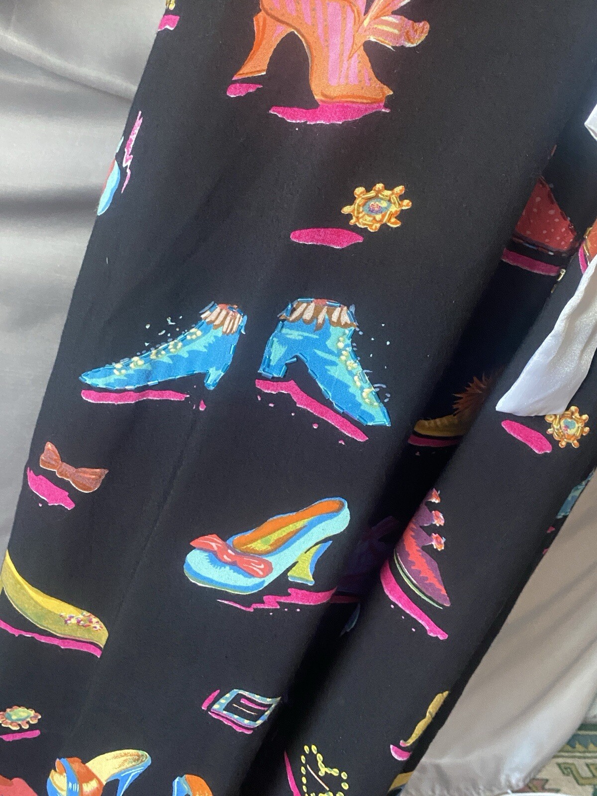 VTG PHASES Rayon SHOES Print beads Maxi Dress Size L INDIA SILKY CITRON YELLOW