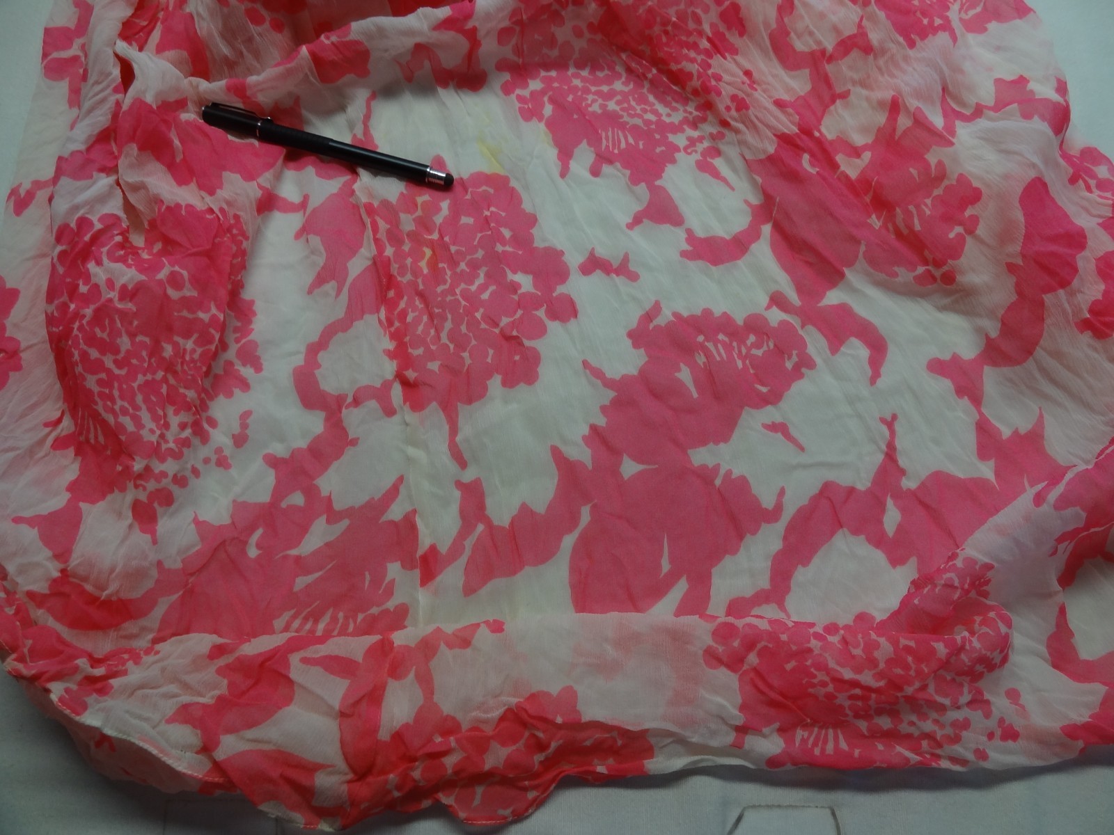 VTG XS Floral Dress Pink White Talon Zipper ILGWU Union Made in USA Long Maxi