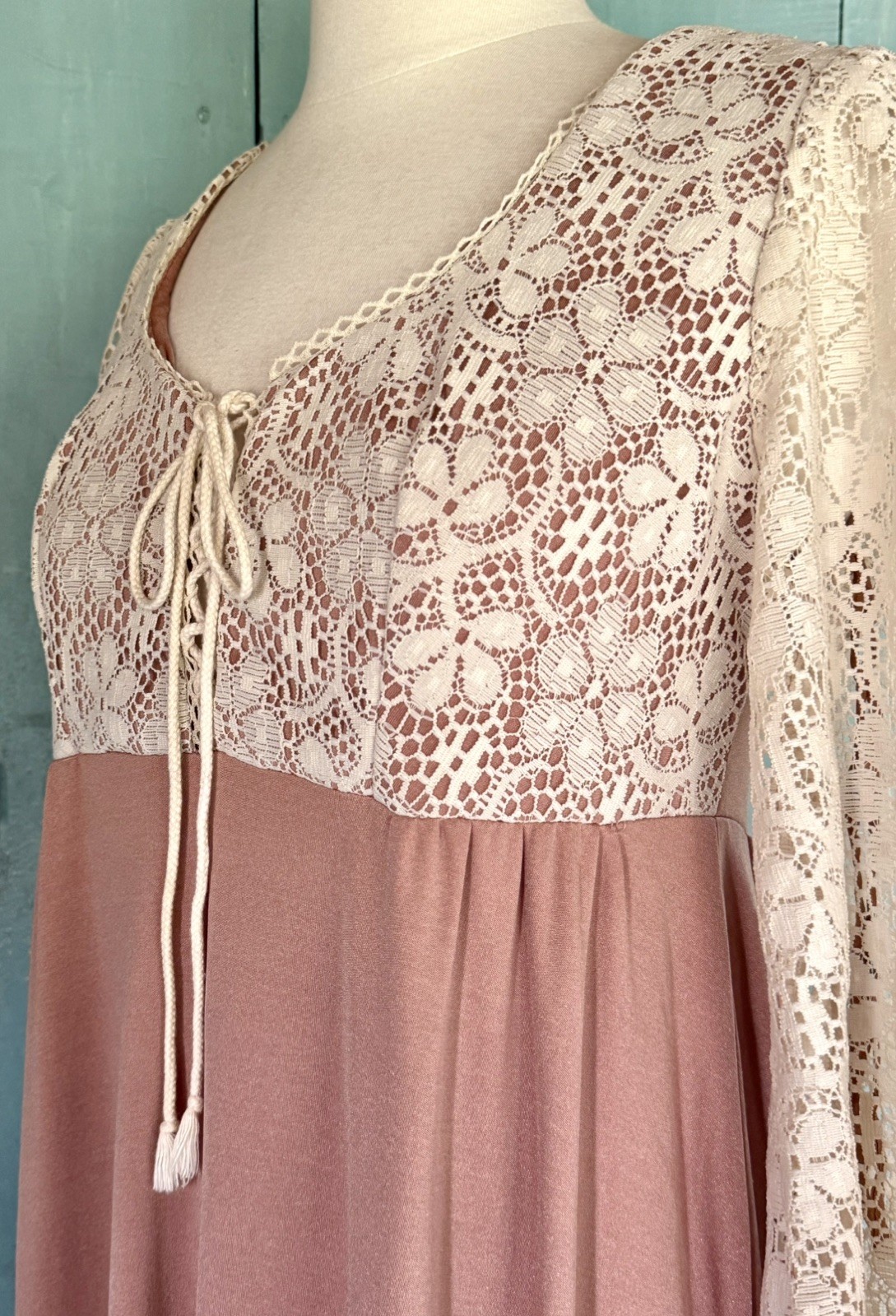 VTG 70’s Rags by Kressandra Boho Chic Festival Cottagecore Maxi Empire Dress S
