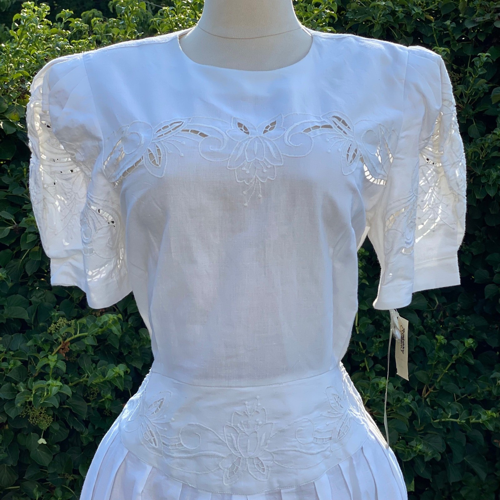 1992 True Vintage Deadstock Cottagecore White Midi Maxi Dress Milkmaid Prairie