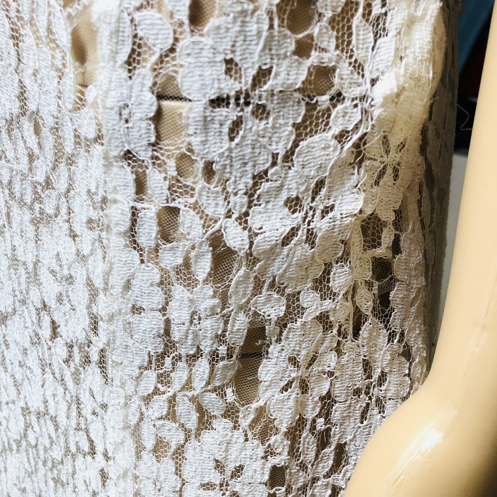 Vintage 30s White Lace Nightgown Gown Dress Sheer Sleeveless Lingerie Repair
