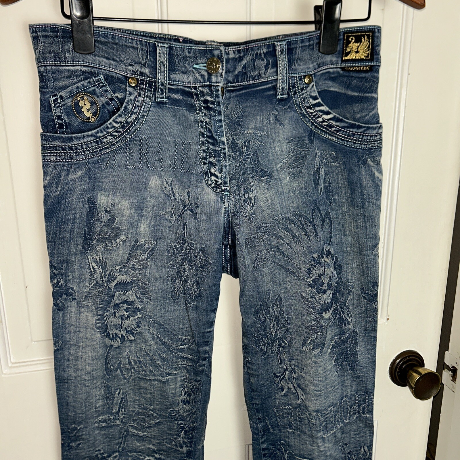 RARE VTG Cappopera Jeans Couture, Italian, Y2K/ 90’s, Brocade Design, 30” x 31”