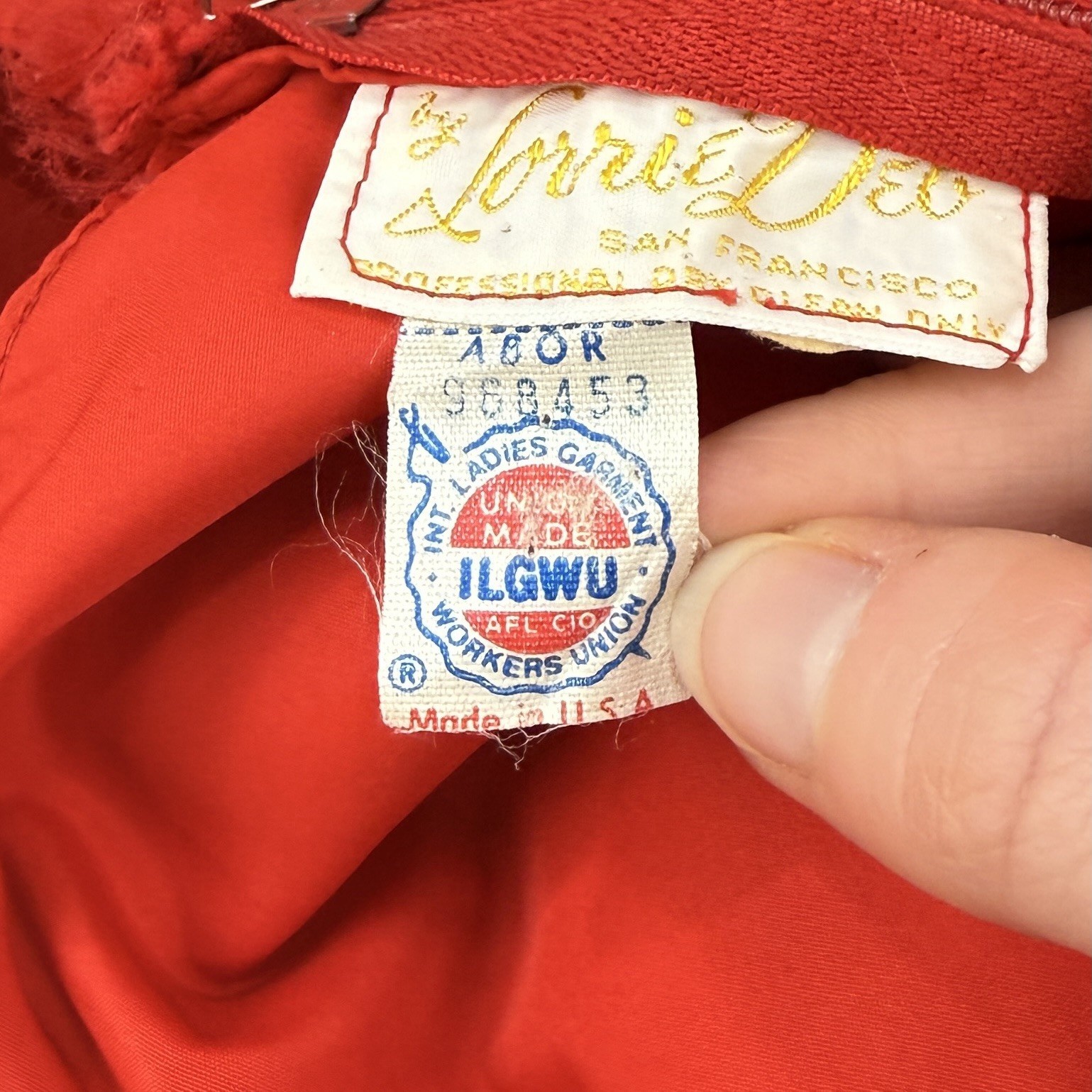 VTG Lorrie Deb Dress Women’s XS Red Rosette Union Made Avant Garde Feminine