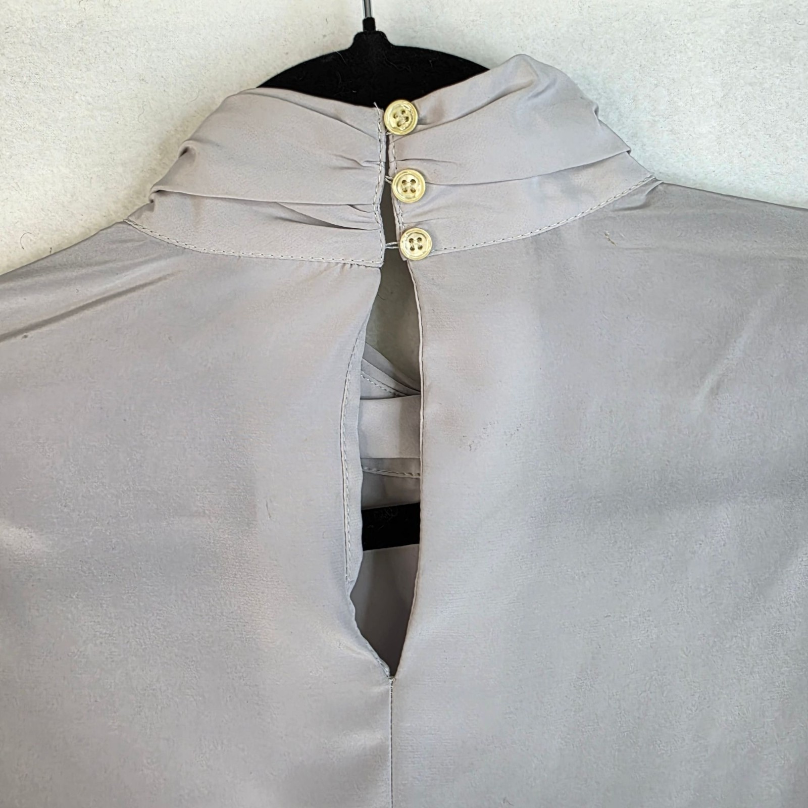 Vintage 80s Gailord Matisse Crepe De Chine Blouse 12 Dove Grey Pleated Feminine