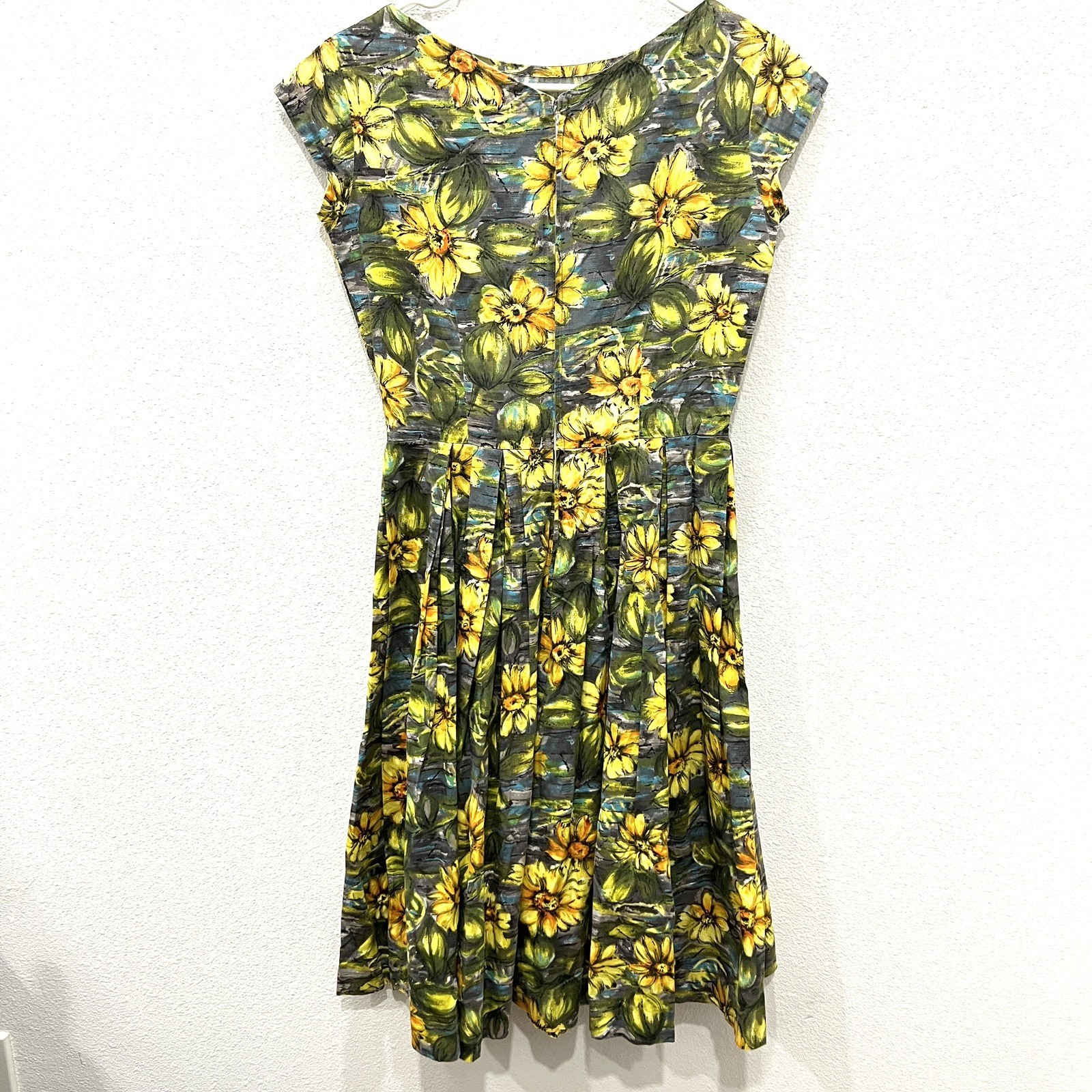 Vintage Handmade Hawaiian Floral Sundress Retro 50s-60s Rockabilly Tiki Pinup S