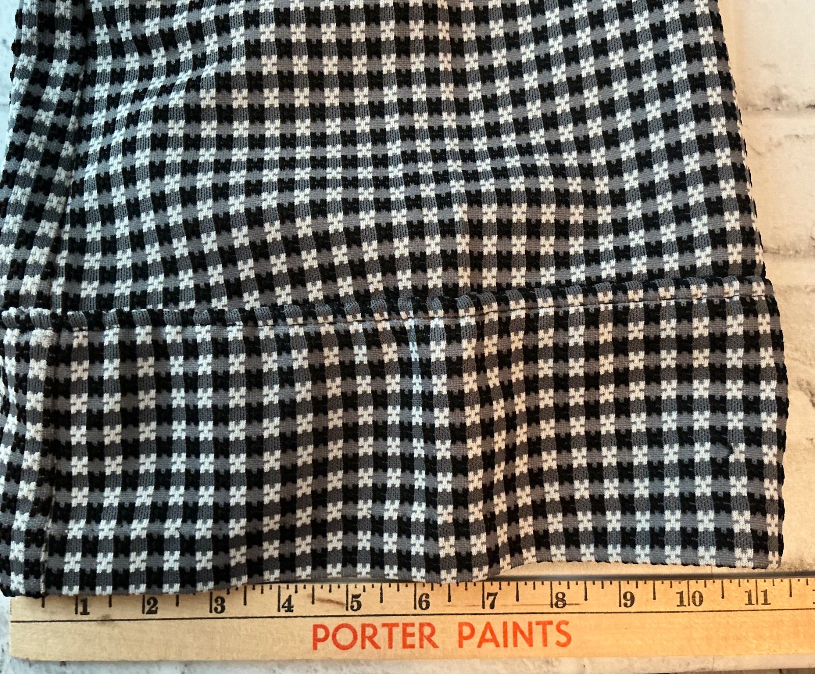 BLACK/WHITE HOUNDSTOOTH POLYESTER WIDELEG 12 „W BELL BOTTOM PANTS