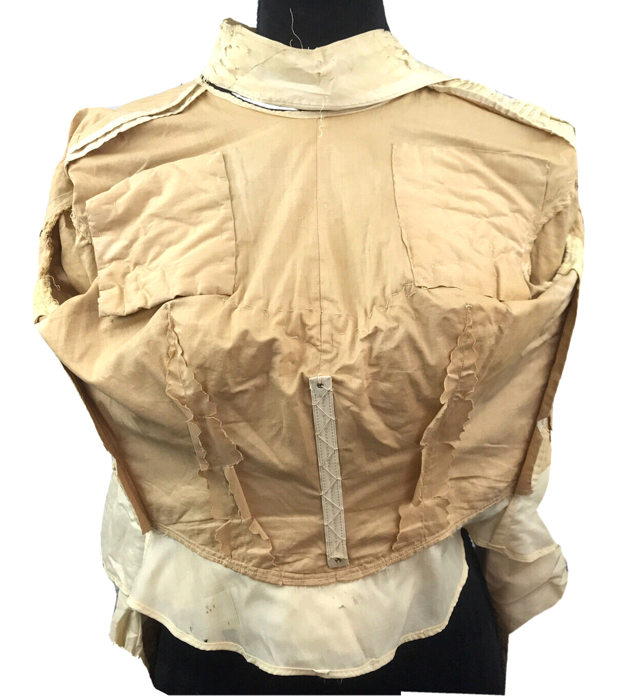 Antique Womens Ladies Victorian Blouse Shirt Fringe High Collar Leg of Mutton