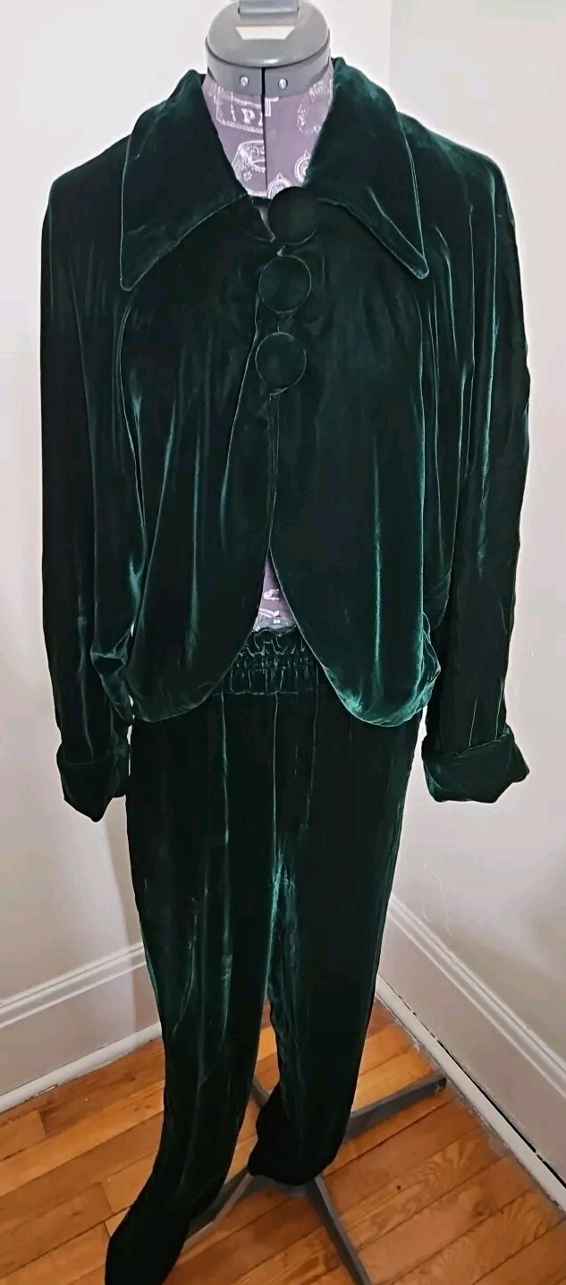 Platinum Dorothy Schoelen Velvet Pant Set Jacket Medium ~ Pants 14 SOLD AS IS