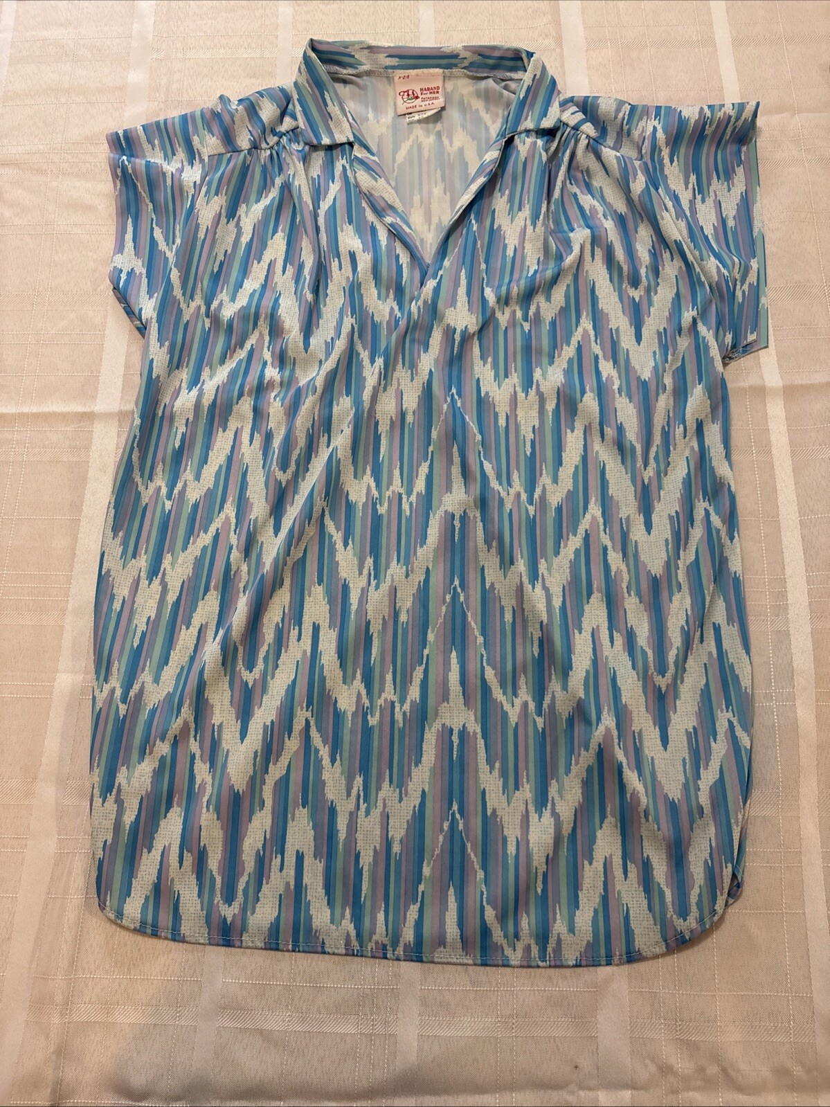 Cool Vintage Haband For Her Short Sleeve Stretchy Material Multicolor V-Neck 12