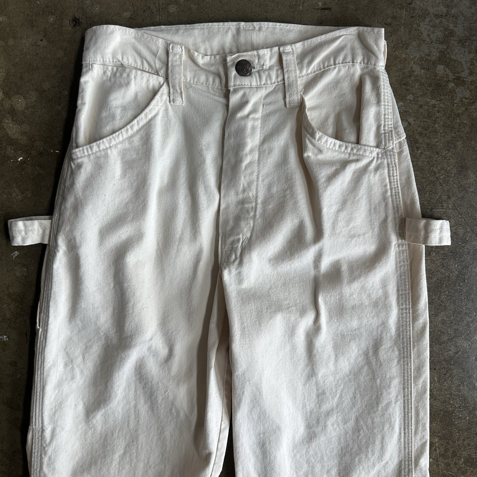 Vintage 80’s Dee Cee Cotton Canvas White Carpenter Pants | Size 26×36