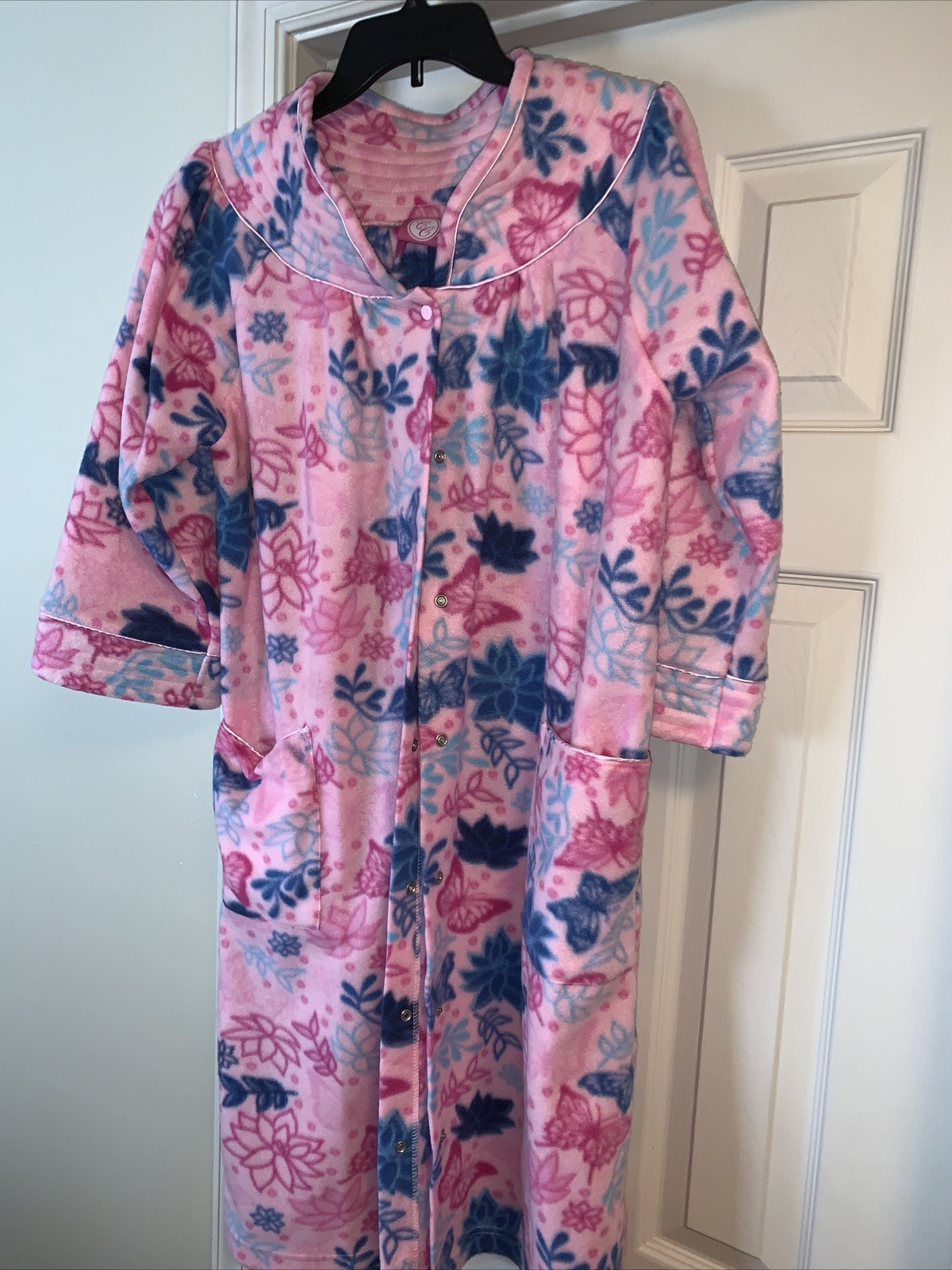 VINTAGE Carols Collection I Love Lucy Butterfly Floral MooMoo Robe Sz L ❤️tb5m11