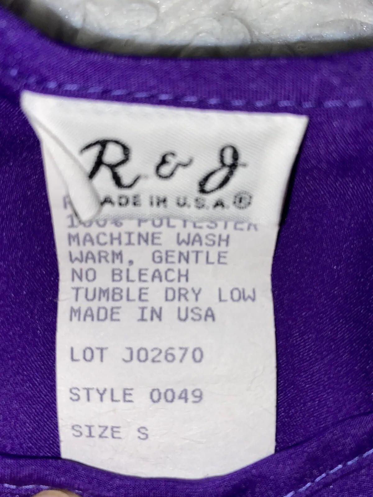 Vintage R&J Blouse Top Sz Small Purple Solid Short Sleeve Pleats Blouse Shirt