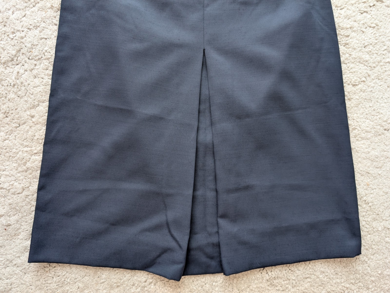 PRADA Womens Navy Blue Virgin Wool Nylon Knee Length Skirt A-Line Pencil Sz 42 M