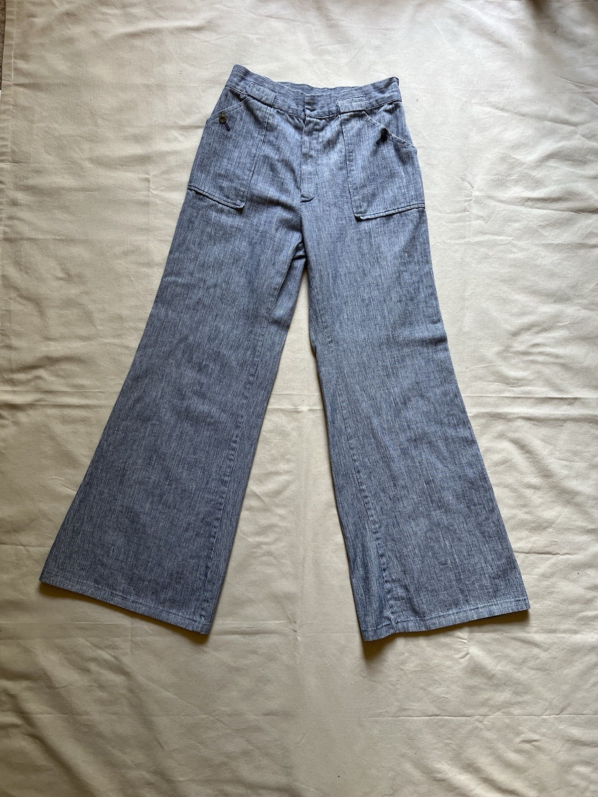 True VINTAGE 60s 70’s Flare jeans Abbot metal zipper 26”/27” waist Bell Bottoms