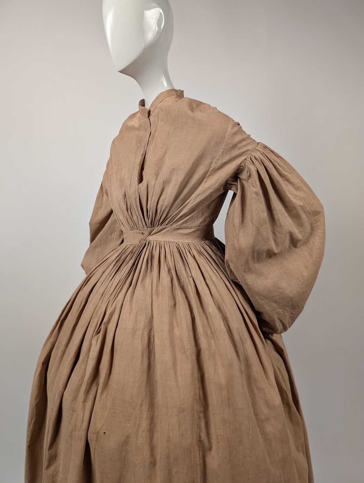 HAND SEWN 1850’S DRESS W MASSIVE BISHOP SLEEVES