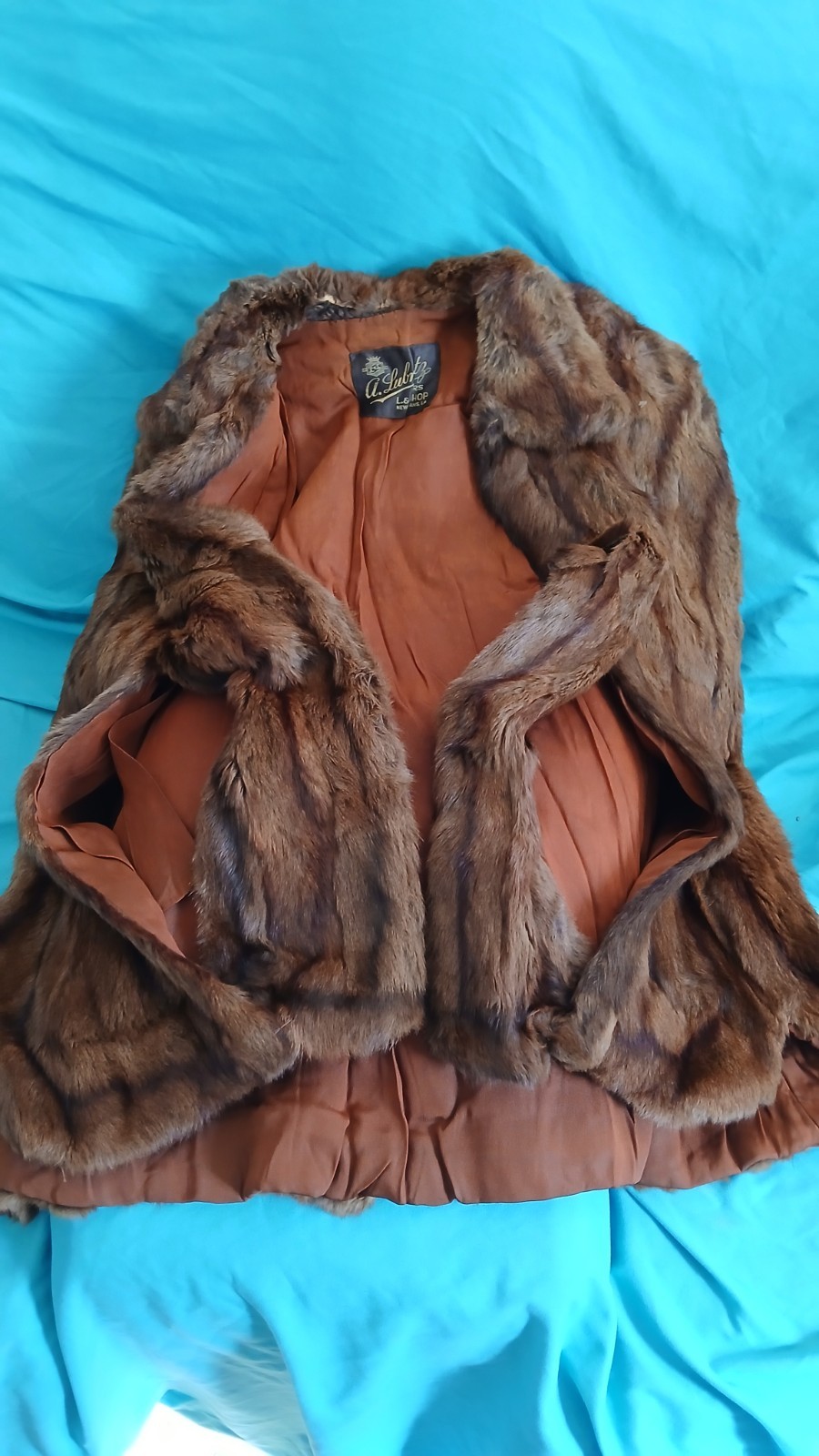 VTG A. LUBRITZ FURS GENUINE BROWN MINK STOLE CAPE COAT L&L SHOP NEW ORLEANS