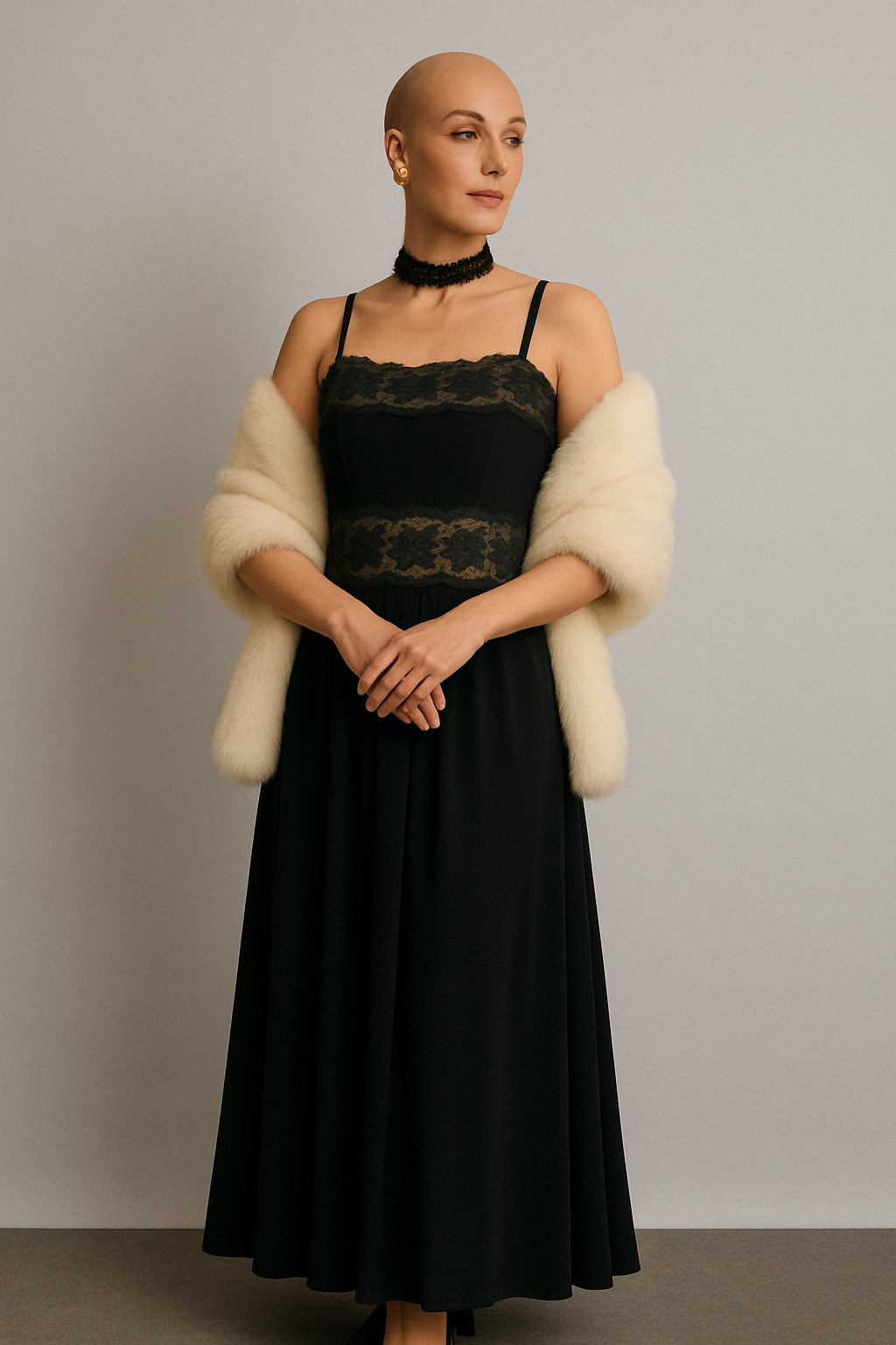 Vintage Maxi Dress Black Lace Arlette Beressi Paris 70s Evening Gown 34/36
