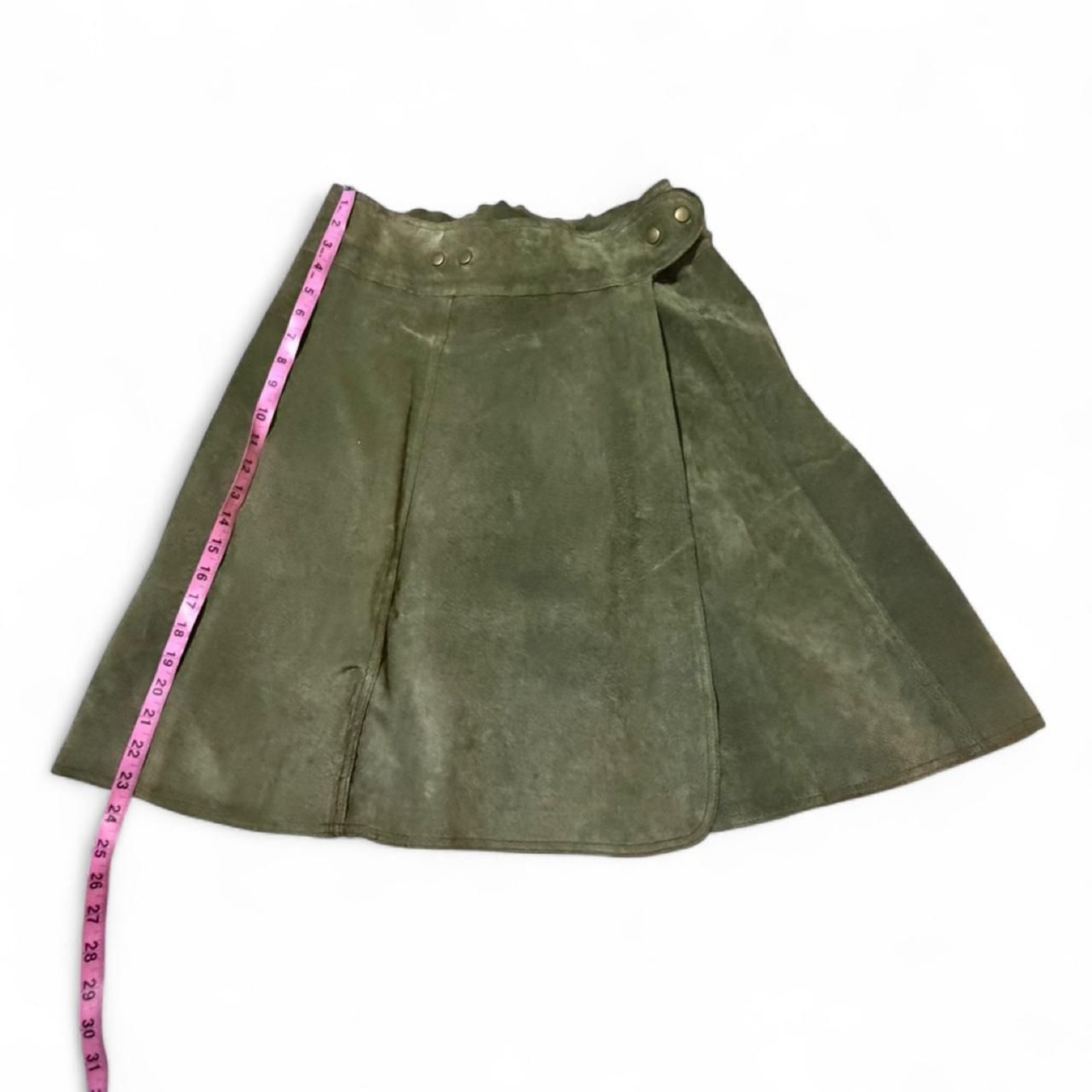 Vintage Y2K high-waisted A-line wrap style 100% Suede Leather Skirt Medium