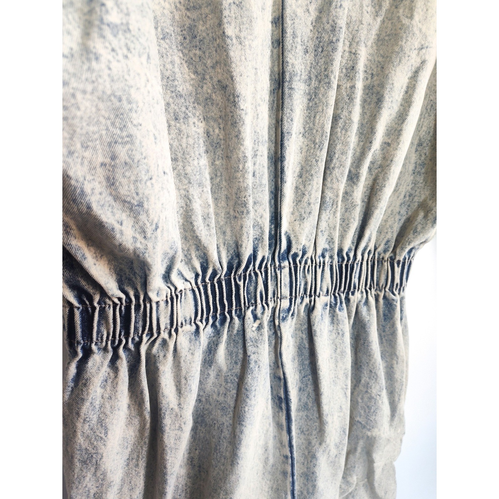 Vintage Denim Dress Large Blue Acid Wash Stonewash 80s Utility Indie Retro Boho