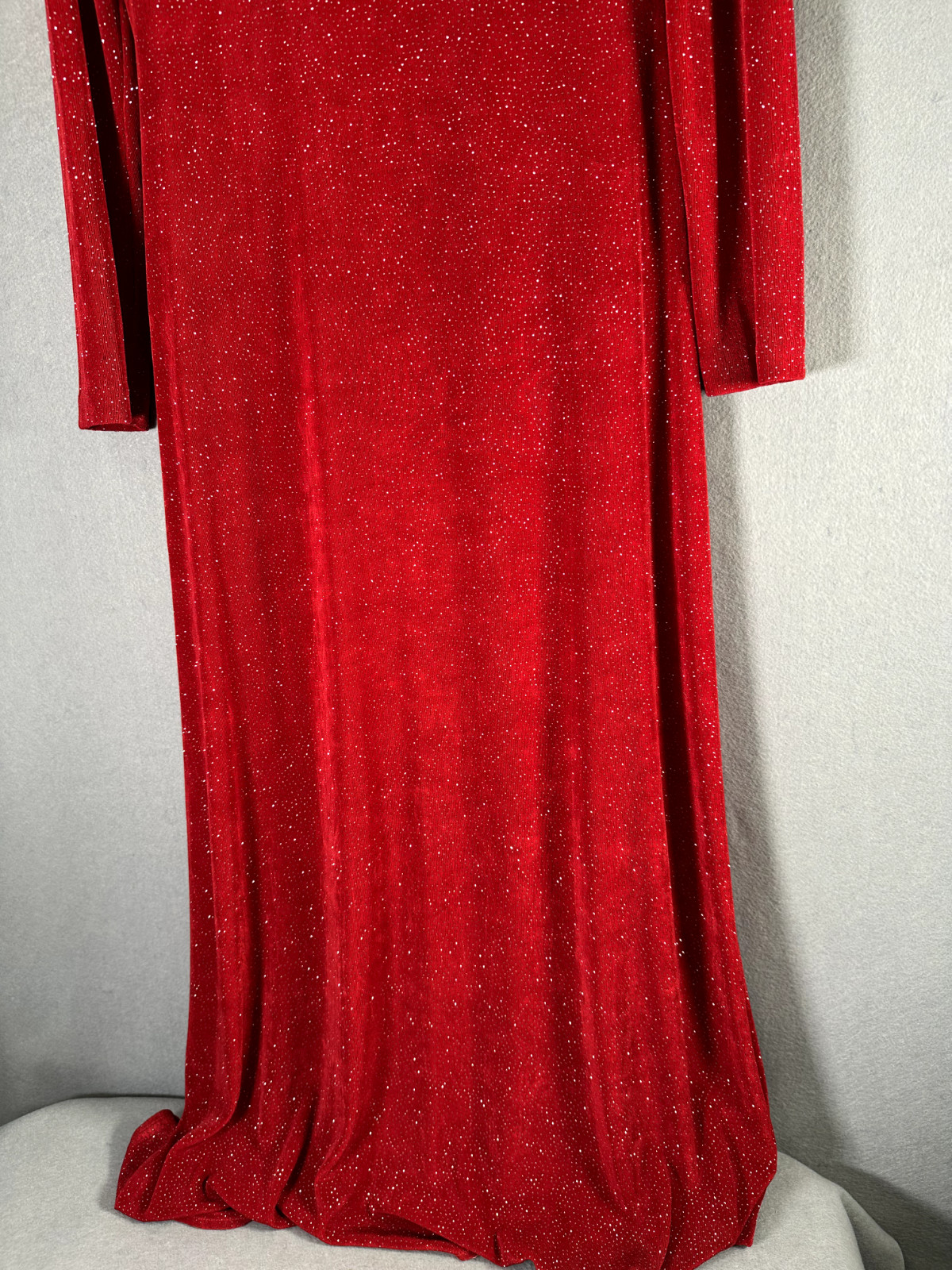 Vintage Jessica Howard Red Glitter Maxi Dress Women Size 12 Evening 1980s 1990s