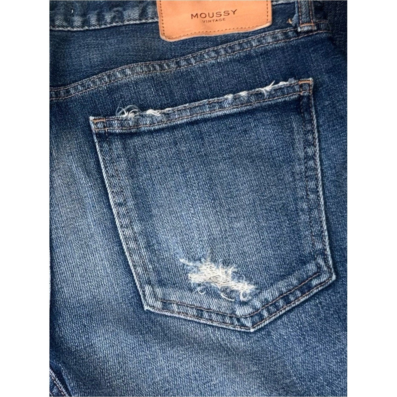 MOUSSY VINTAGE Distressed Selvedge Crop Jeans Raw Hem | Women’s 28