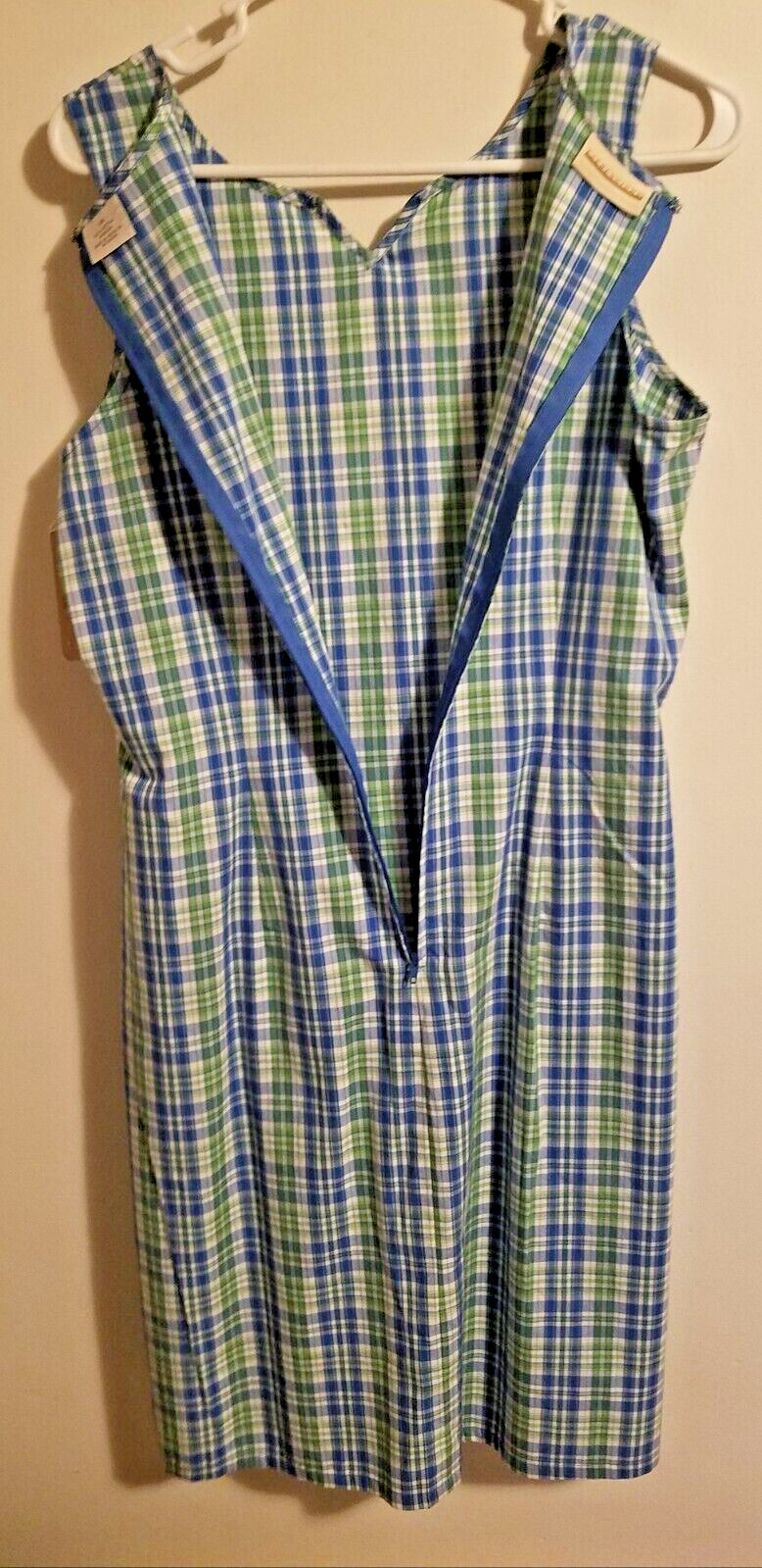 NWT Vtg Expressions Women’s Plaid 100% Cotton Poplin Summer Dress, Size 14