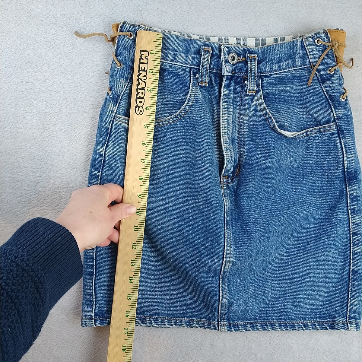 Vintage Big Star Paris France Denim Jean Pencil Skirt Women’s Small Medium Leath