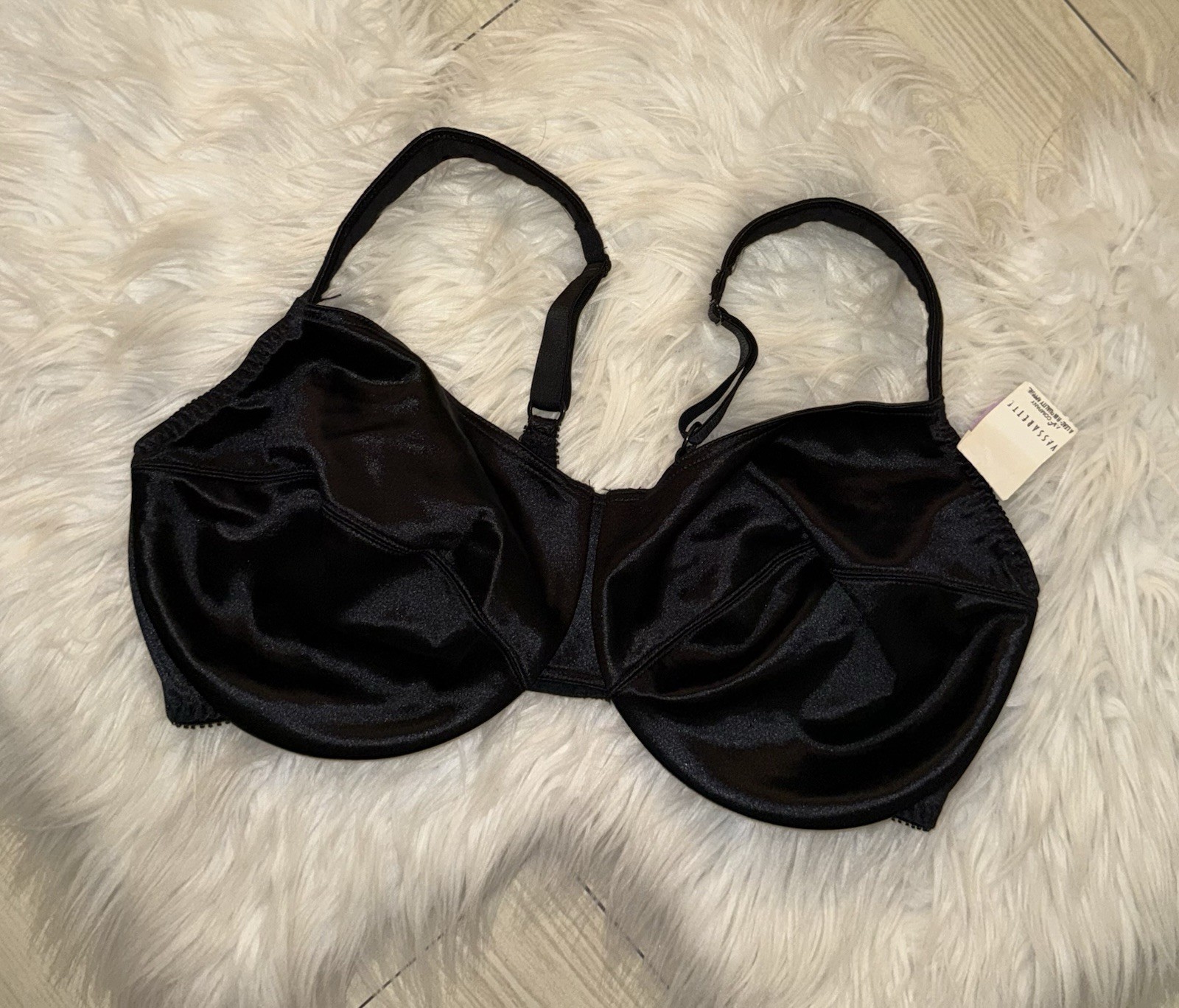 Vintage Vtg Vassarette 75-844 Second Skin Satin Bra UW Womens 42DD Black New Nwt