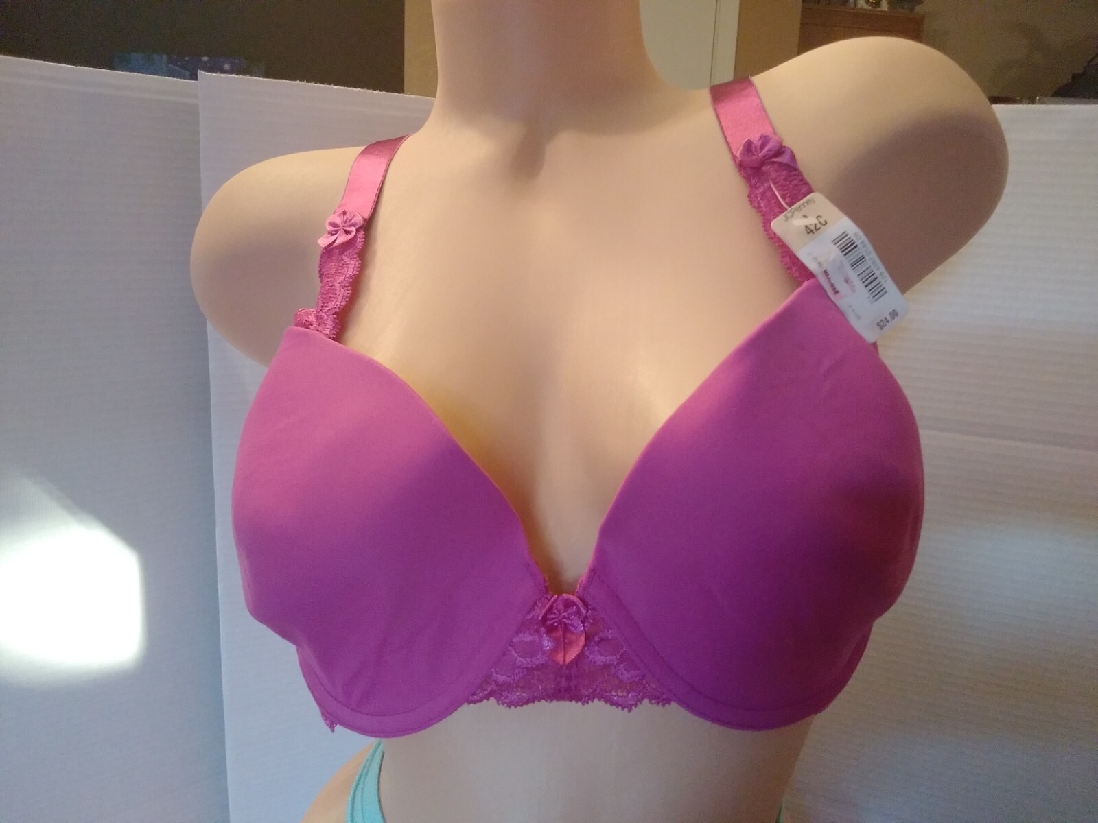 Bra NWT Vintage JC Penney Delicates SZ 42C Raspberry Pink Lace Detail 1 1935