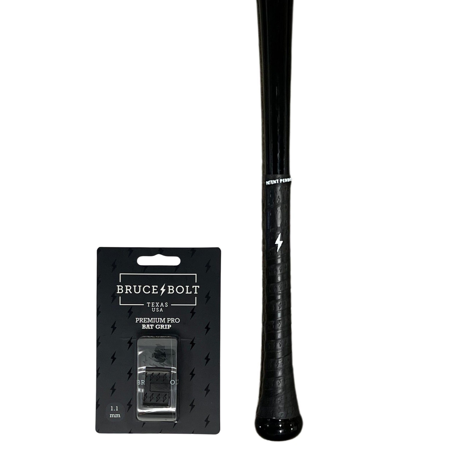 BRUCE BOLT Premium Pro Baseball & Softball Black Bat Grip – 0.6mm