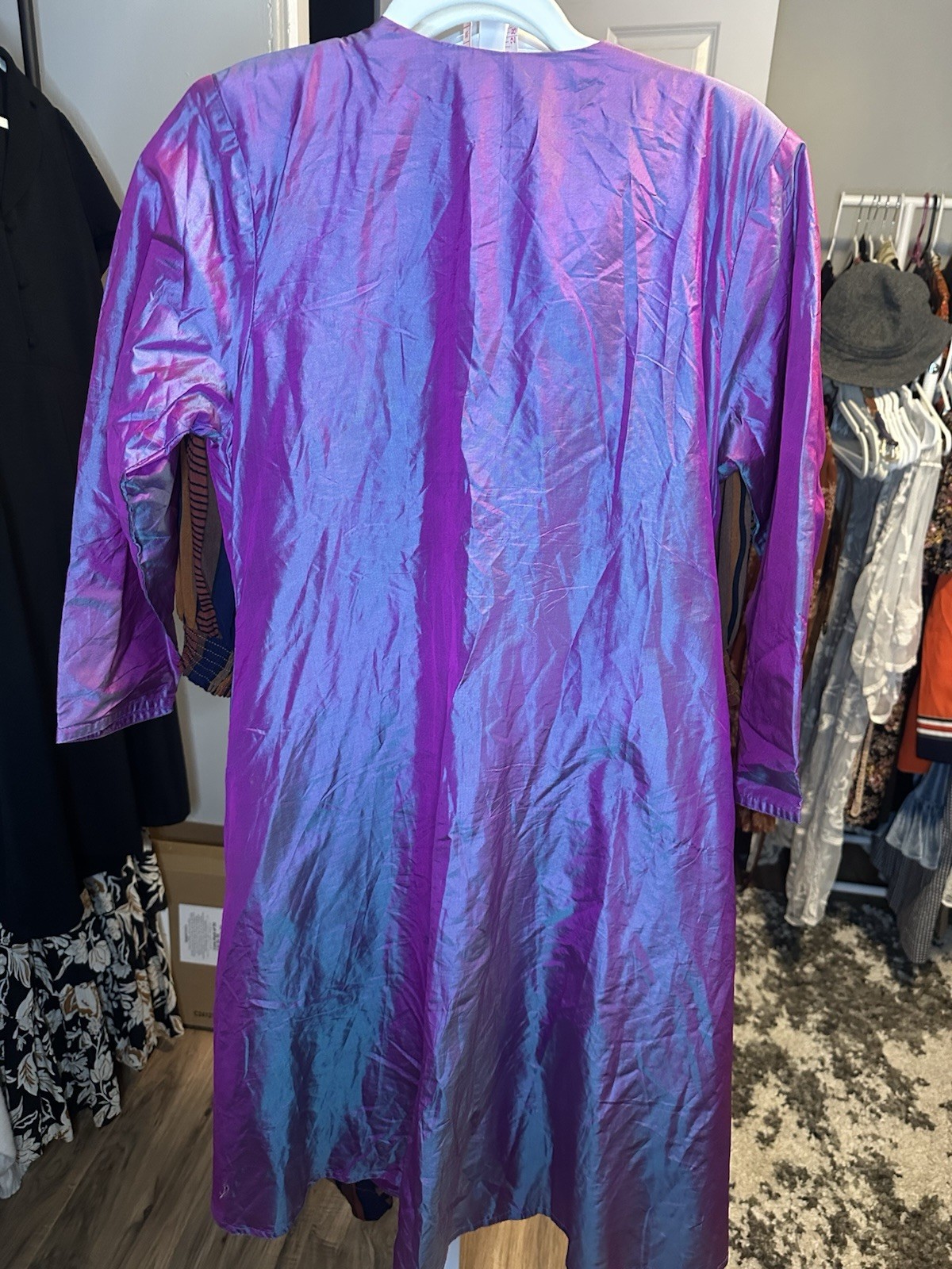Vibrant Vintage Broadway „Rich Lady” Purple/blue Embroidered Robe