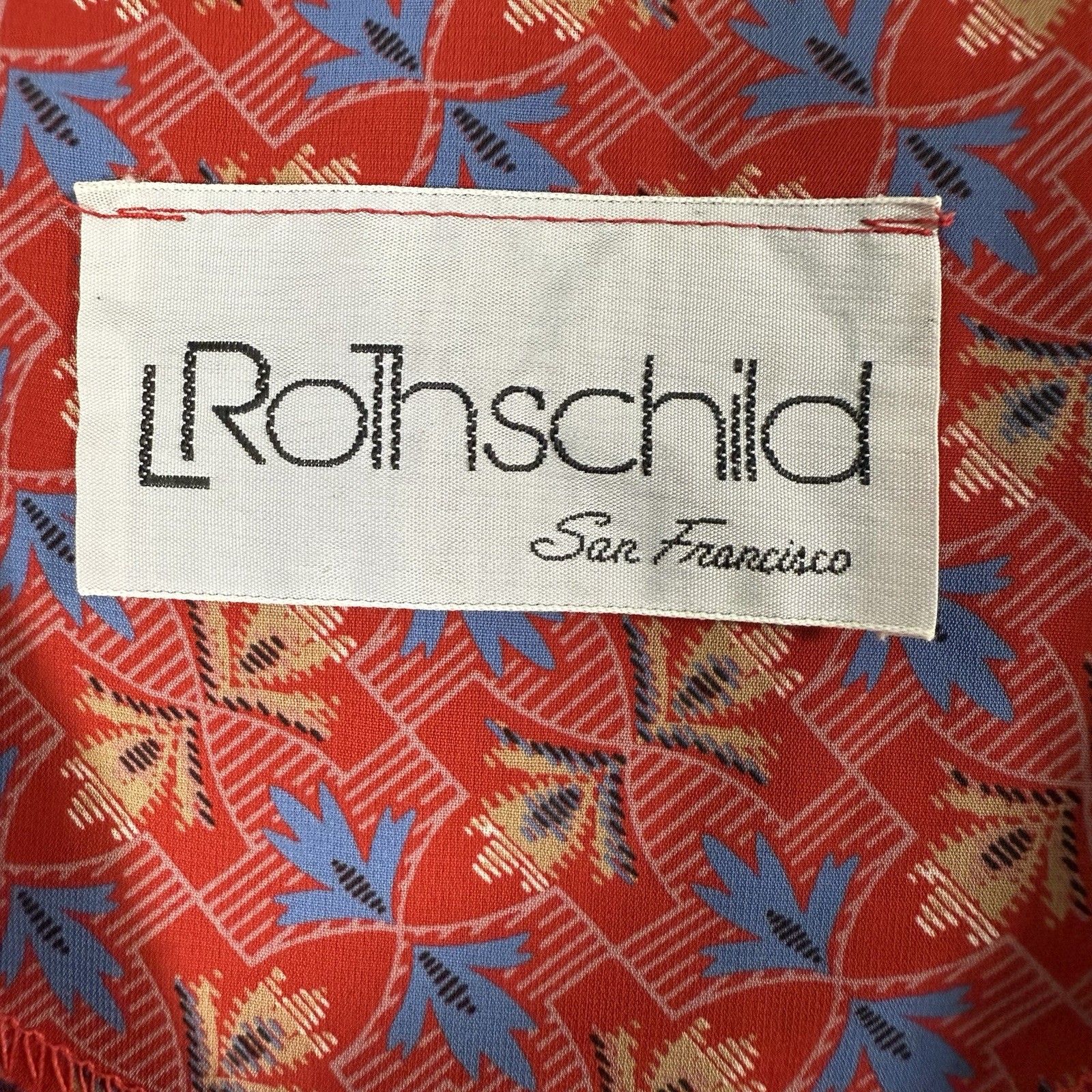 VTG 70’s L Rothschild San Francisco Red Floral Prairie Cottagecore Dress No Sz