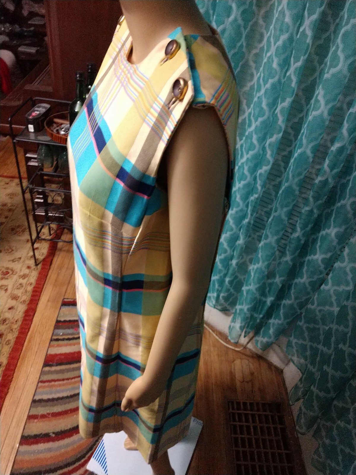 Vintage Nancy Greer 1960-1970’s bright stripes plaid Jumper NY