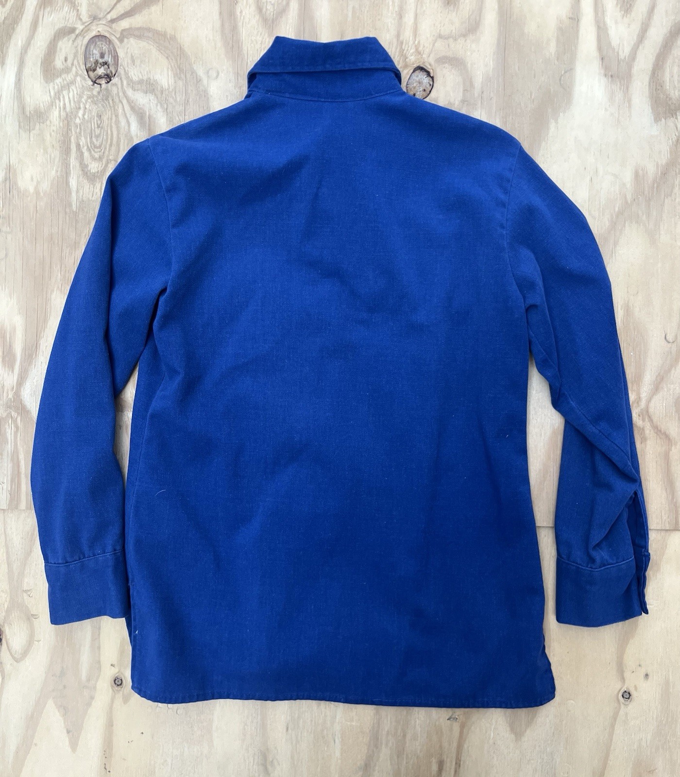 Vintage 70s Levis Big E Tab Work Shirt Blue Long Sleeve Pocket Women’s Small