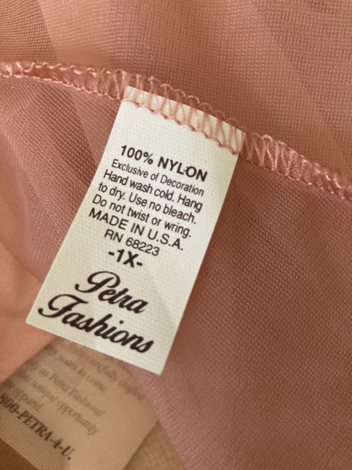 NEW Vintage Petra Womens’ Sheer Nylon Pink Robe Satin Trim Shawl 1X