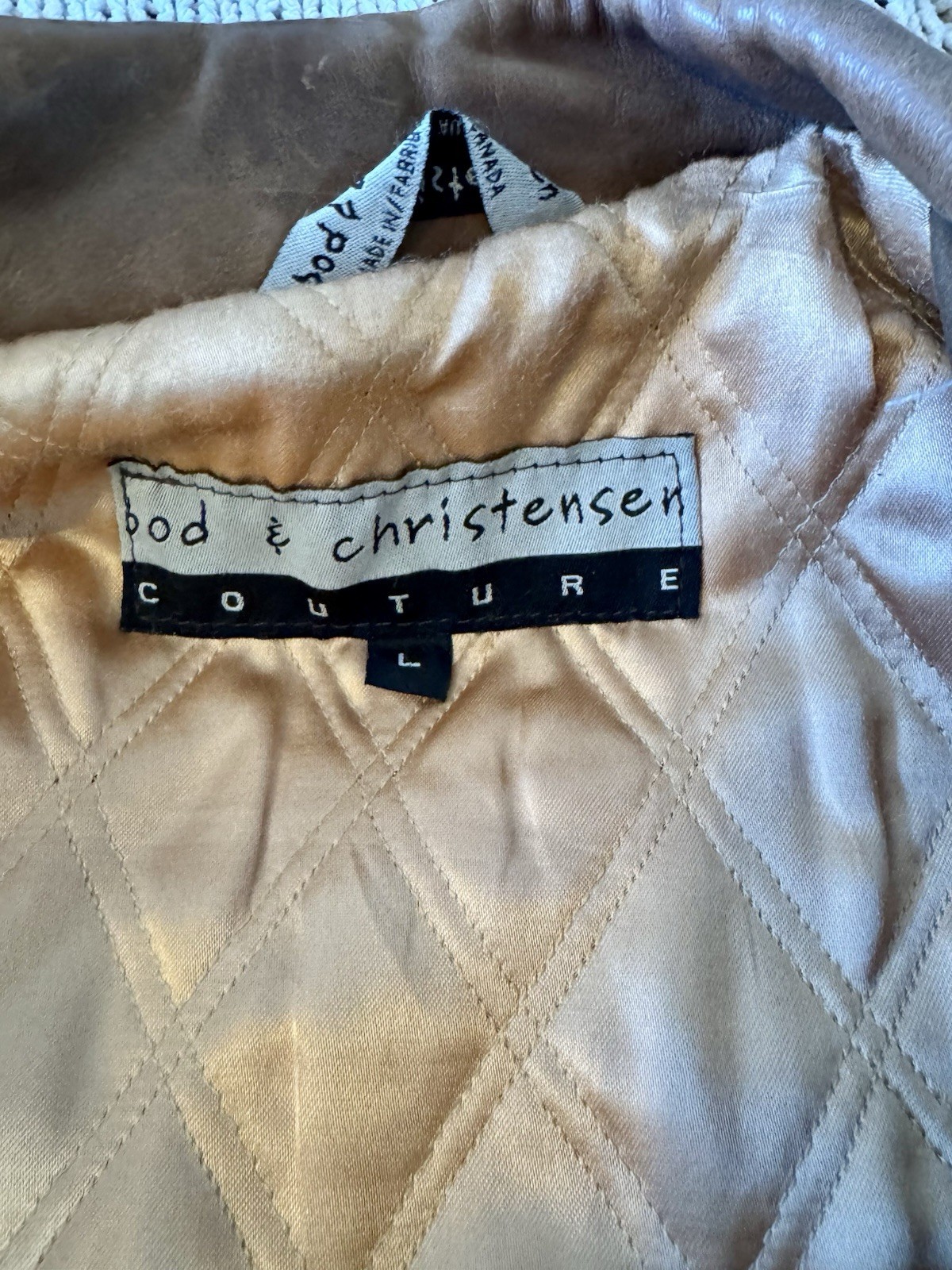 Vintage Leather Jacket 80s Bod&Christensen Couture Brown Coat Quilted Lining