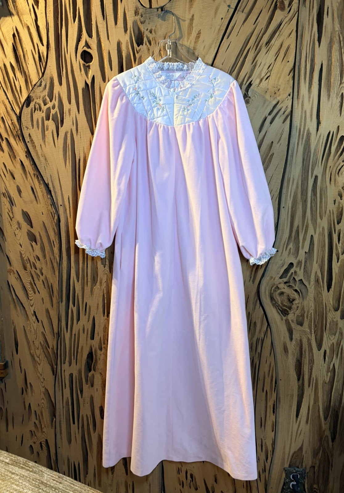 Vtg 90s Sabrina For Mervyns House Dress Lace Floral Embroidery Collar USA Size:S