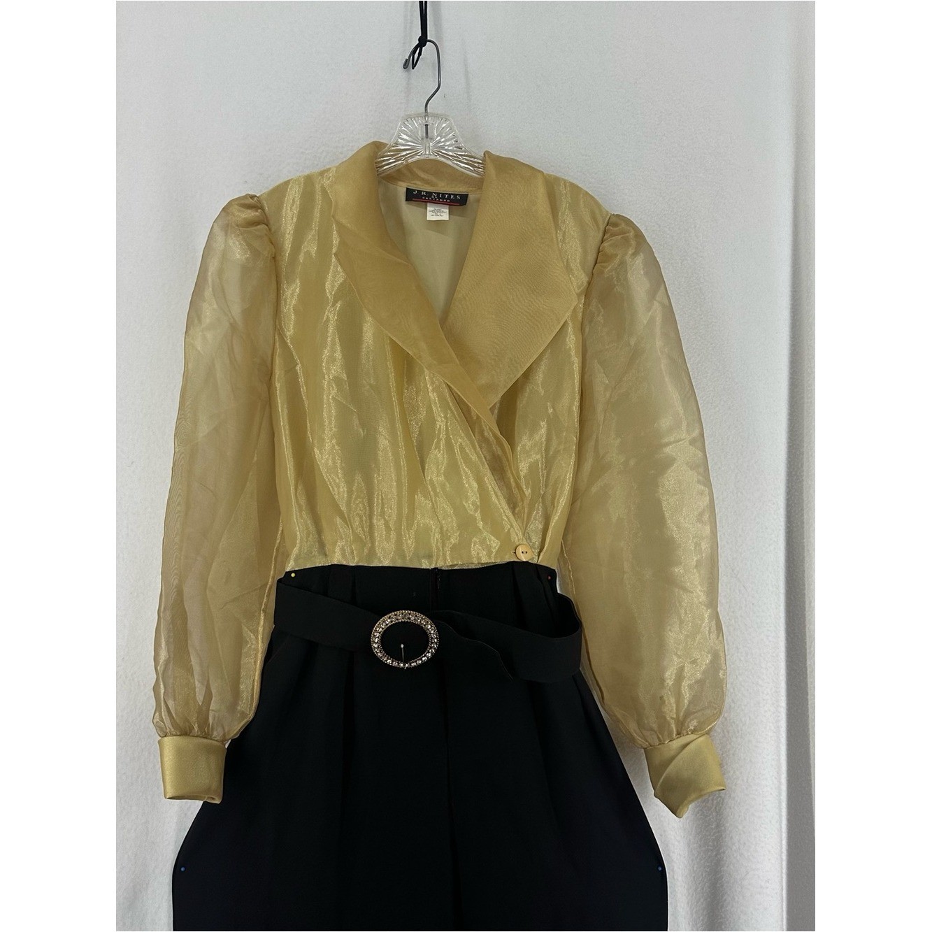 Vintage 80s J.R. Nites Colorblock Gold Black Jumpsuit Women’s Size 12