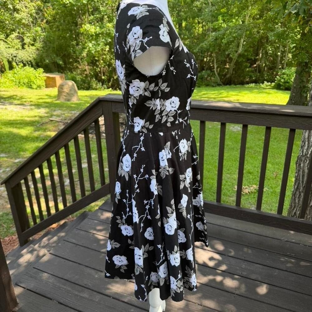Hell Bunny Vixen Pixie Dress Gothic Cottagecore Pin-Up Floral Dress Whimsy goth